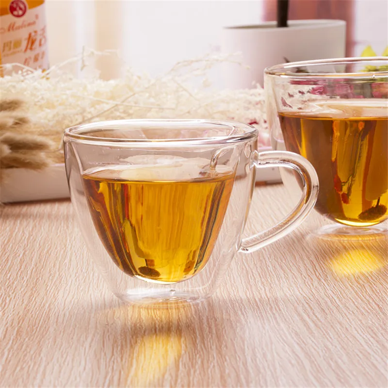 Heart Love Shaped Double Wall Glass Cup  Resistant Kungfu Tea Cup Milk Lemon Juice Cup Drinkware Lover Coffee Cups Mug Gift1
