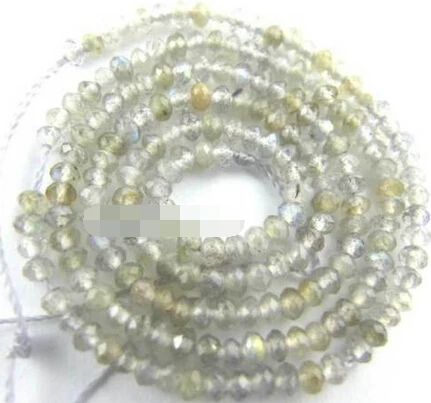 

Hot sale>@@ N713 2x3mm Natural Grey Labradorite Rondelle Faceted Beads 16''