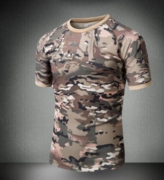 Новые спортивные футболки мужские летние быстросохнущие дышащие футболки с коротким рукавом с круглым вырезом для отдыха на природе камуфляжные рубашки для рыбалки - Цвет: 4