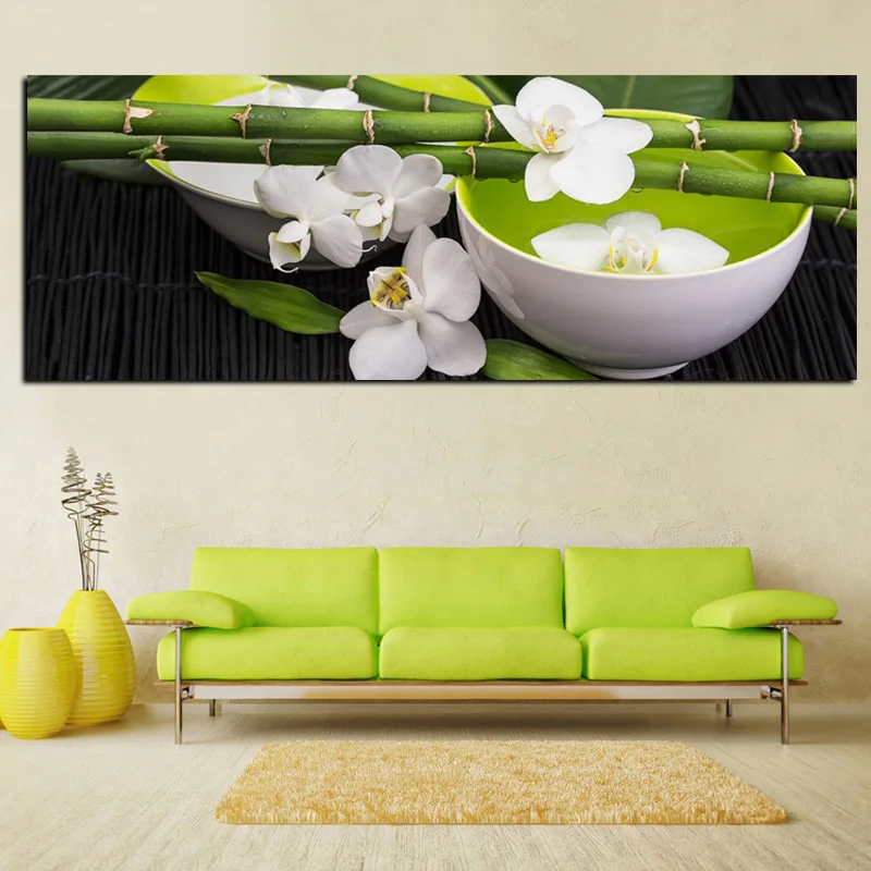 

Digital HD Print Still Life Bamboo White Orchid Feng Shui Landscape Oil painting on Canvas Poster Wall Picture for Living Room