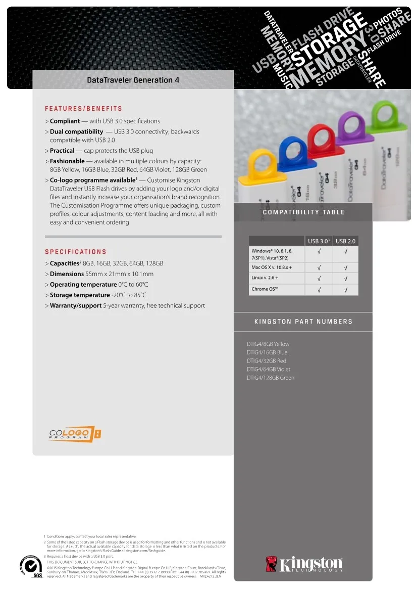 Kingston 32GB USB 3.0 PenDrives 64GB 128GB USB Flash Drives DataTraveler G4 Plastic Pratical Cap Pen Drives Memory Disk