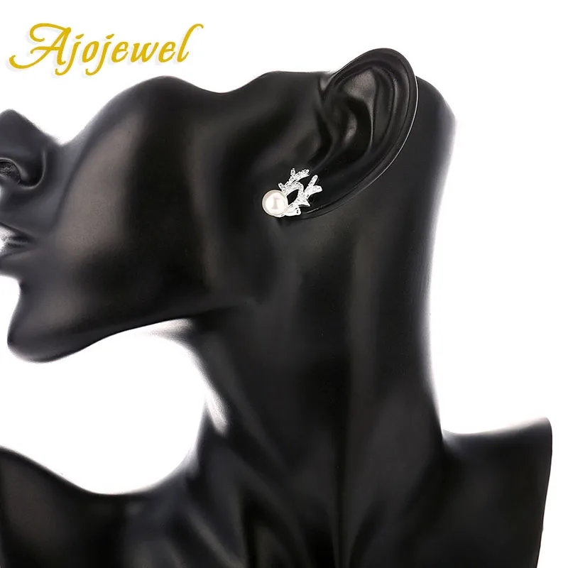 Женские серьги гвоздики с головой оленя Ajojewel имитация жемчуга|stud earrings|stud earrings for