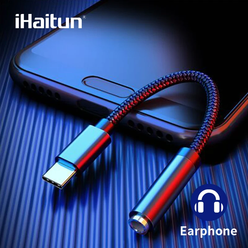 IHaitun быстрая зарядка переходник usb type c для наушников на 3.5 mm jac адаптер гарнитуры