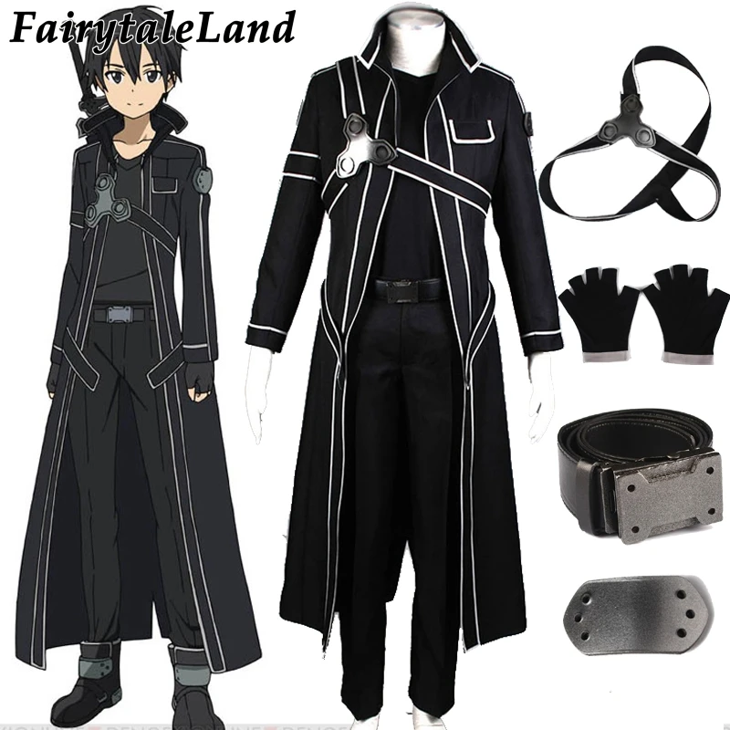 

HOT Anime Sword Art Online Kirito Cosplay costume fancy Halloween costumes for adult men Kirito SAO Kirigaya Kazuto costume suit