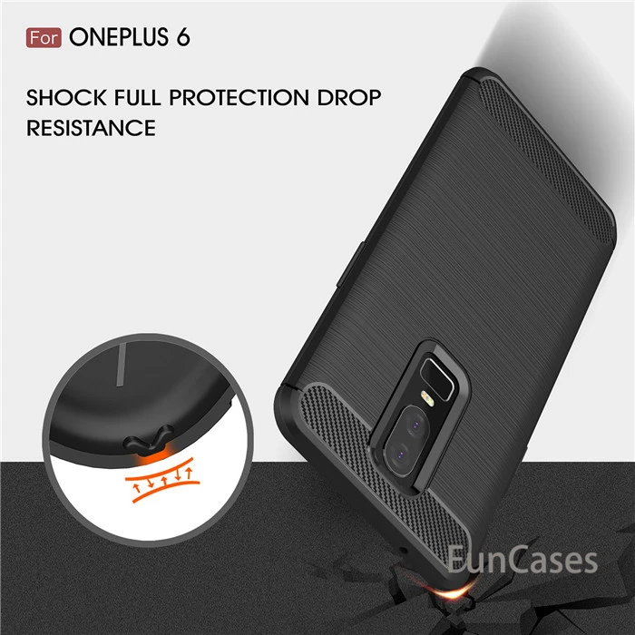 For Oneplus 6 1+6 case Luxury Shockproof Slim armor Case For One plus 6 Six A6000 Soft TPU Brushed Carbon Fiber Cover Accessory