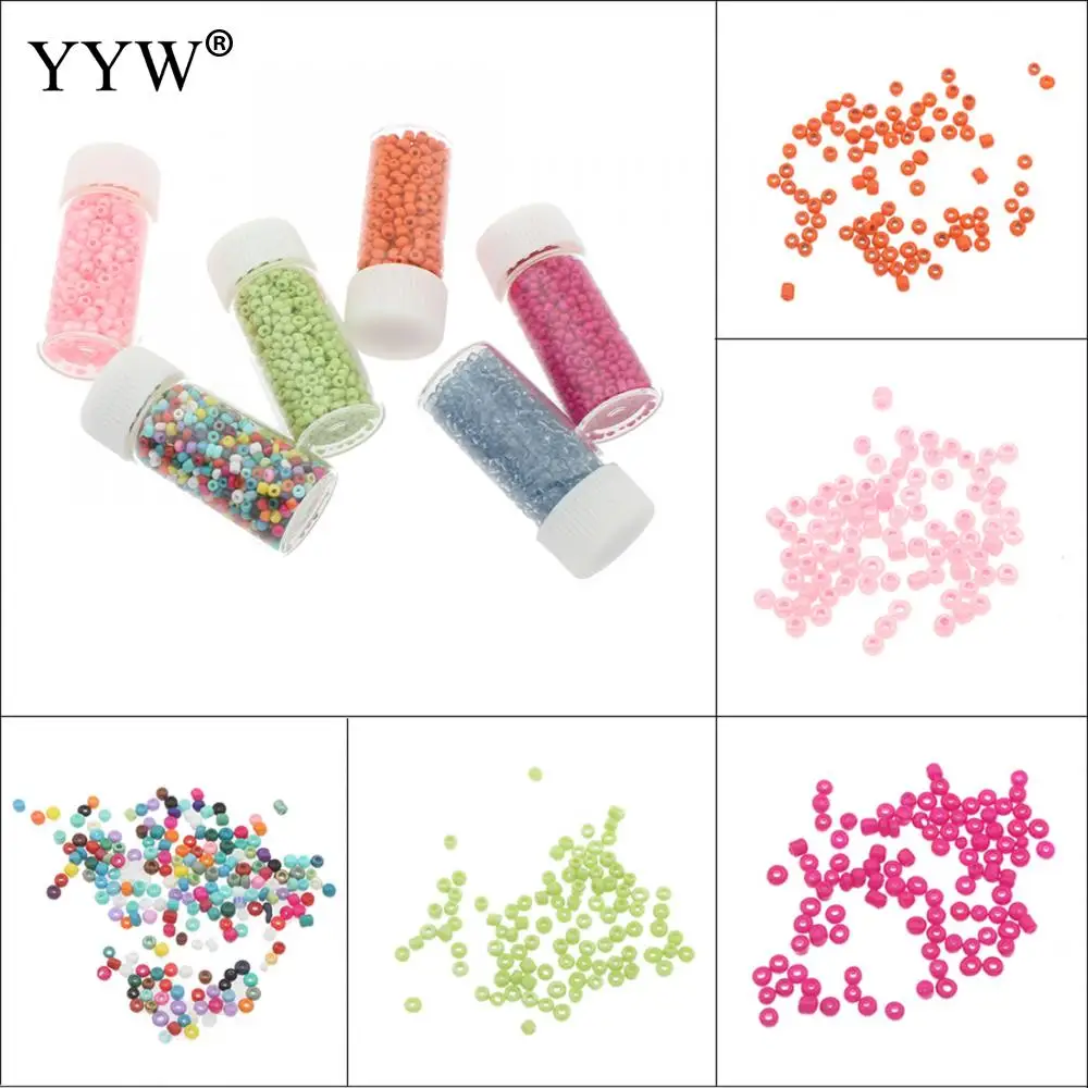

10Barrels Multicolor Glass Seedbeads Plastic Cap Glass Bottle DIY Necklace Bracelet Ankle Jewelry Making Solid Color Accessories