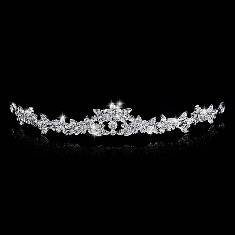 TREAZY модный серебряный цвет кристалл невесты 3 шт. набор цветочное ожерелье серьги Оголовье Тиара Свадебные Ювелирные наборы для женщин