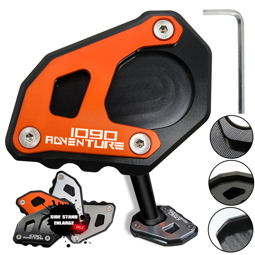 Motorcycle Kickstand Extension Plate CNC Aluminum Black With 1090 Adventure Motor Side Stand Enlarge For | - Цена: US $12.76