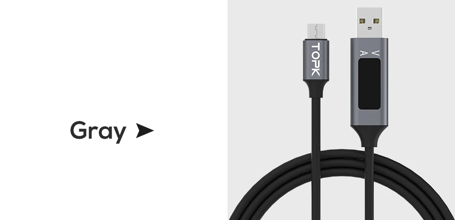 Кабель Micro USB TOPK AC32 с дисплеем напряжения и тока, usb-кабель для быстрой зарядки и синхронизации данных