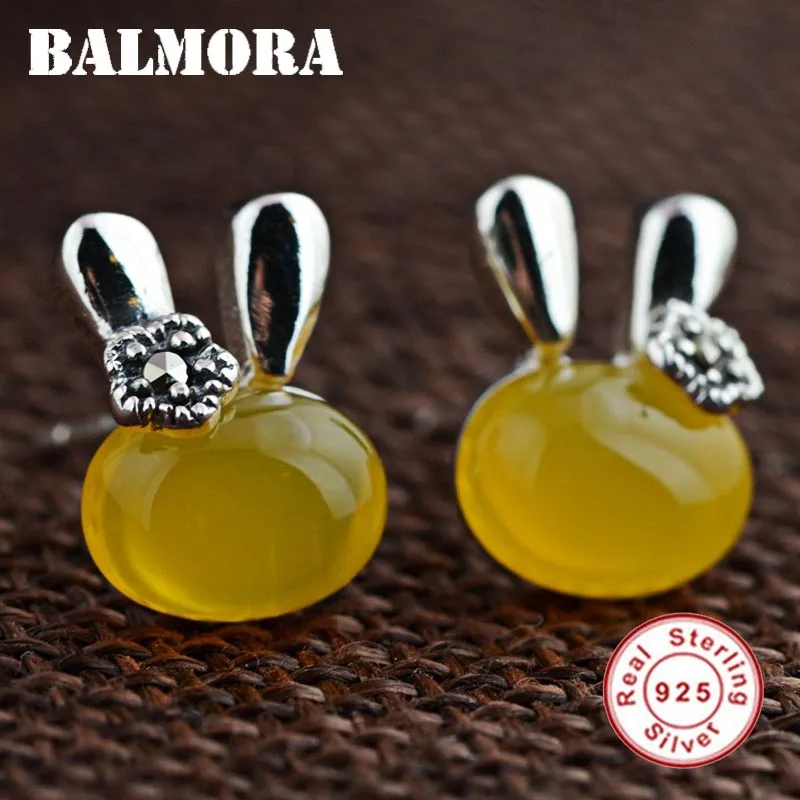 

BALMORA 100% Real 925 Sterling Silver Cute Rabbit Stud Earrings for Women Girl Gift Animal Earrings Jewelry Brincos MN30551