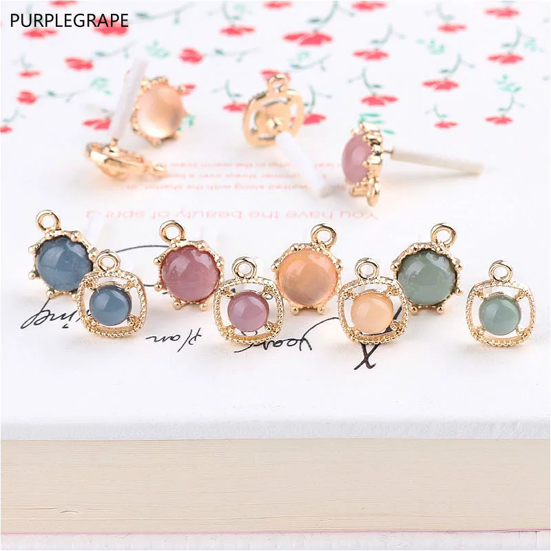 

DIY ear jewelry accessories earrings pendant material Korean temperament mermaid teardrop light square round 10pcs