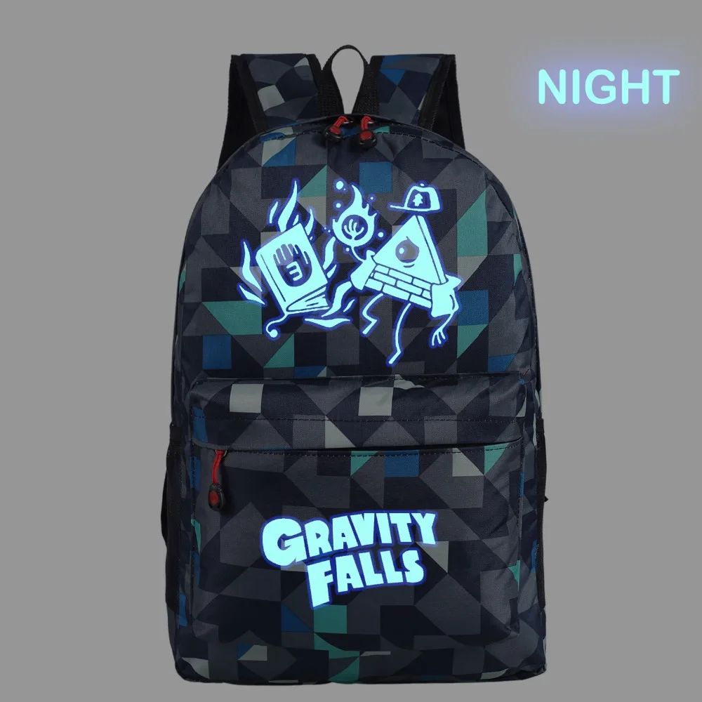 

WISHOT Gravity Falls bill Waddles Backpack Travel Bag for teenagers camouflage Luminous Bag