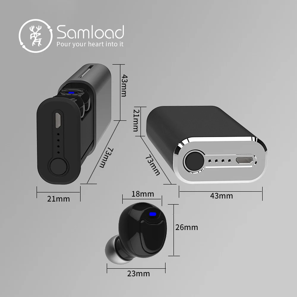 Samload Bluetooth 5,0, мини наушники, беспроводные наушники, бинауральные звонки, наушники с микрофоном, зарядная коробка для Apple iPhone 6, 7 s, 8 X