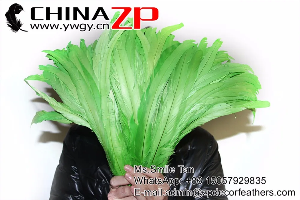 35-40cm fully dye rooster tail feathers lime green (3)