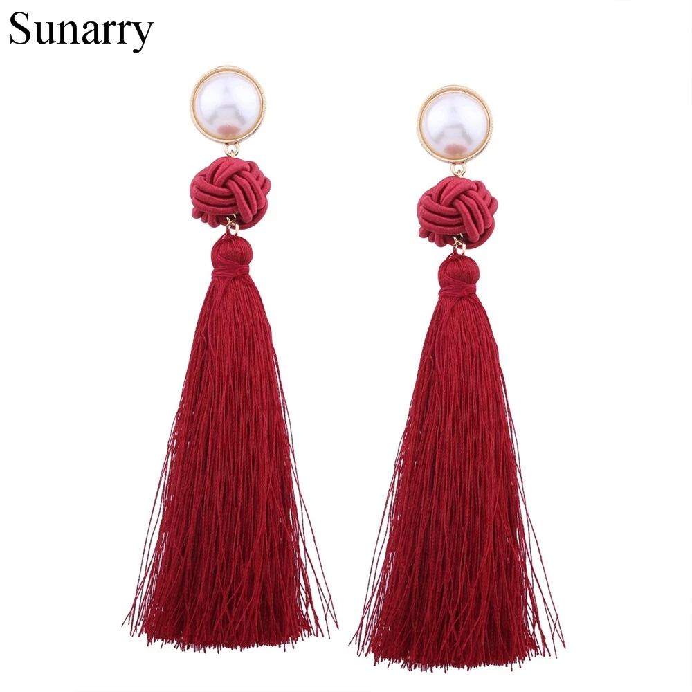 Sunarry 2018 New Chinese Style Tassel Earrings Multicolor Silk Fabric Long Drop Dangle For Women Jewelry | Украшения и аксессуары
