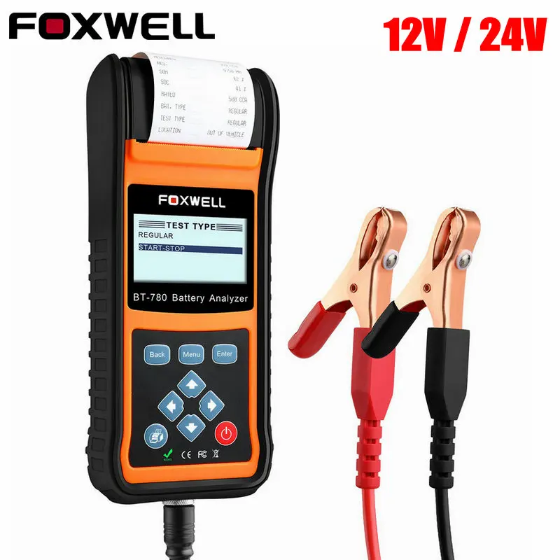 

FOXWELL Battery Tester BT780 Car Battery Load Analyzer 12V&24V Starting and Charging System Test Tool Built-in Thermal Printer
