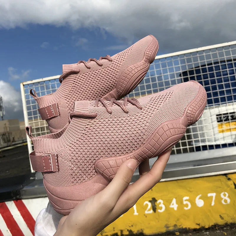 

Luxury Women Shoes Casual Fashion Sneaker Flat Platform Female Stretch Fabric Ladies Shoes New Mesh Lace-up High Quality