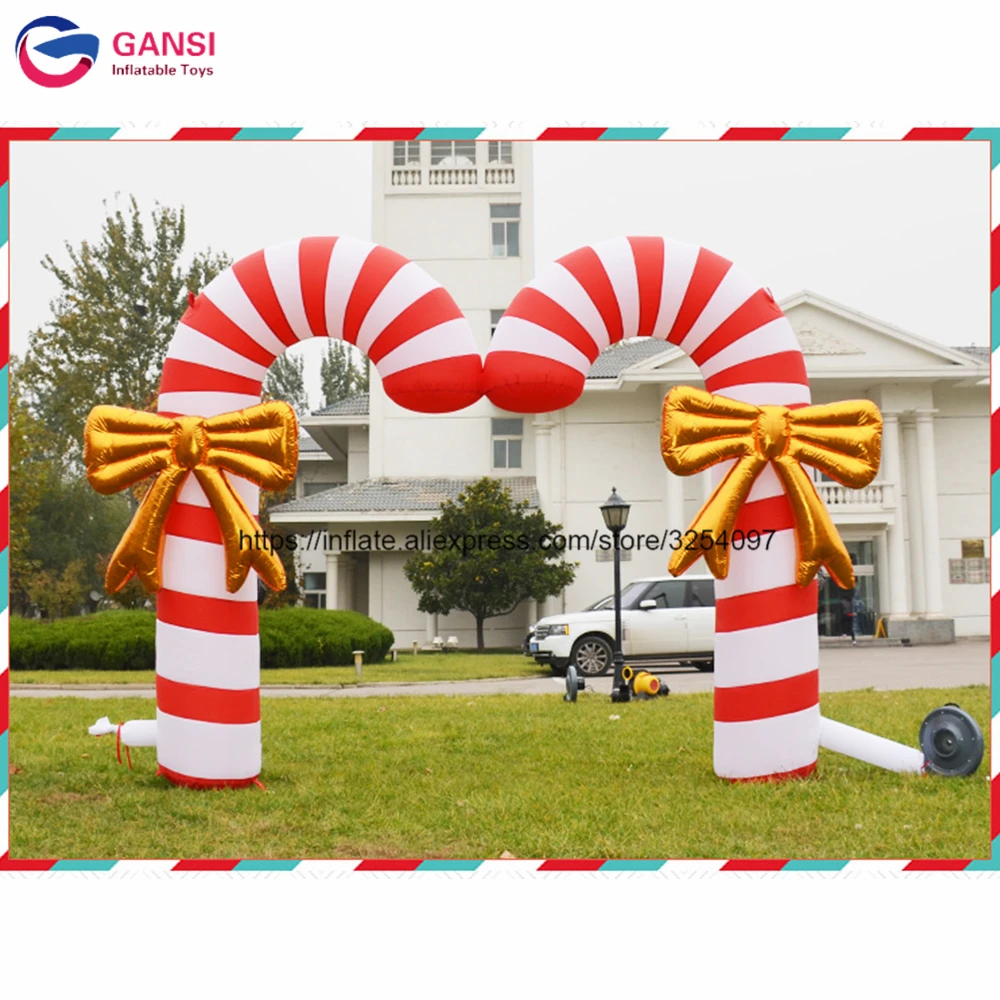 Festival Decoration Welcome Archway,3.5M Width Inflatable Christmas Candy Cane Arch 2 5m air dancers sky tubeman inflatable cook man puppet chef welcome promotional balloons advertising wave hand in front stores