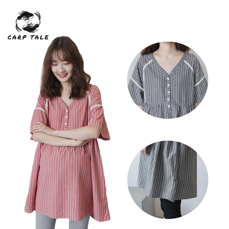 

Large size Pregnant women Pink Plaid Blouse Maternity Clothing Long Sleeve Blouse Elegant Long Shirts Pregnancy Tops pregnant