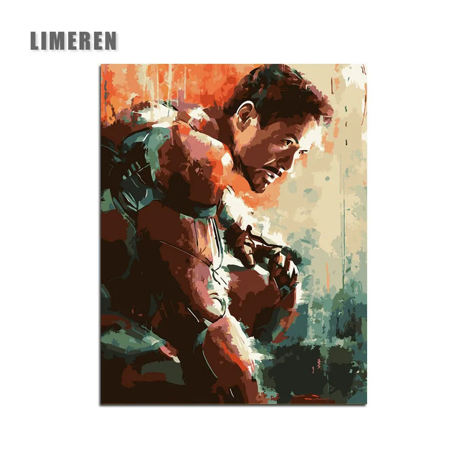 Unframed Picture On Wall Acrylic Coloring By Numbers DIY Painting By Numbers Unique Gift Oil Painting The Avengers iron man