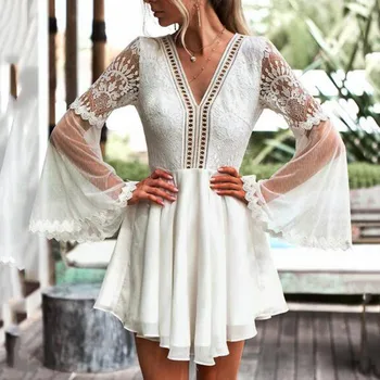 

Women Summer White Dress Lace Long Cap Bodycon Cocktail Party Pencil Clothing Bandage Beach Clothes Summer Dress 2019 New