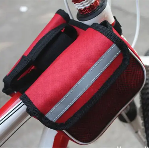 Best 1pcs Bicycle Cycling Bike Frame Pannier Front Tube Bag Pouch Case Double-Saddle Polyster Waterproof Rainproof Bike Bag 0