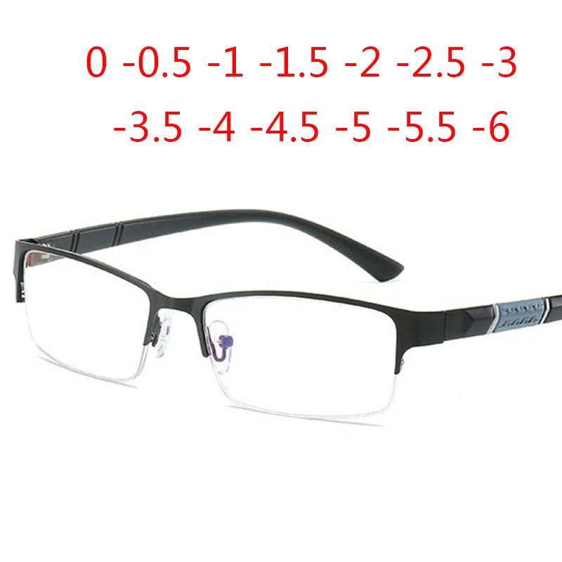 Полуметаллическая Оправа синяя пленка ультра-светильник близорукие очки Смола близорукость унисекс близорукость 0-0,5-1-1,5-2-3-6