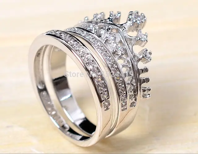 Free Shipping Size5 11 Coronet Lady Engagement Ring Set Queen Crown Free Shipping Size5 11 Coronet Lady Engagement Ring Set Queen Crown Zircon 925 Sterling Silver