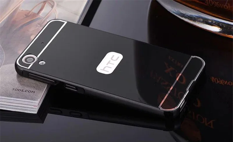 Чехол для HTC 626 металлическая рамка с зеркальной задней крышкой Жесткий телефона