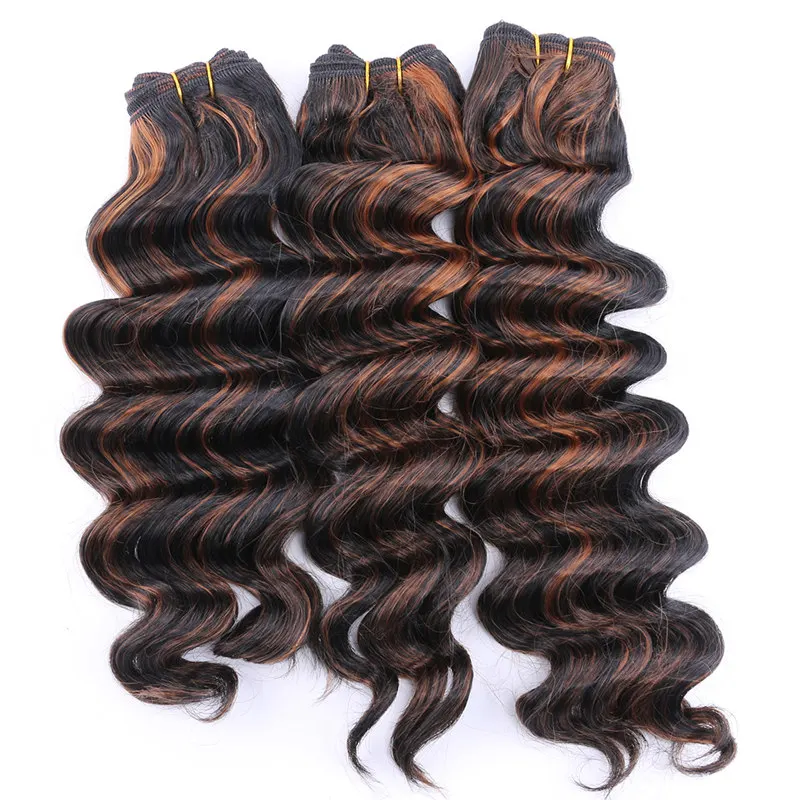 Черные и серые синтетические волосы для наращивания с эффектом омбре, 100 г, одна штука, глубокая волна, пряди, 3 шт./лот, волнистые волосы для женщин - Цвет: P1B/30