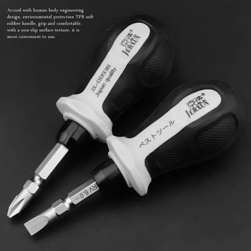 Double Headed Phillips Flat Screwdriver Magnetic Bits Anti-static Big Anti Slip Rubber Handle Professional Repair Tool Household