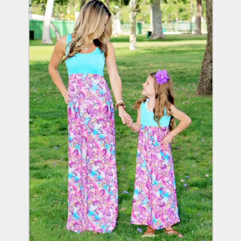 Family Matching Outfits Mother Daughter Dresses A Line Dress Casual