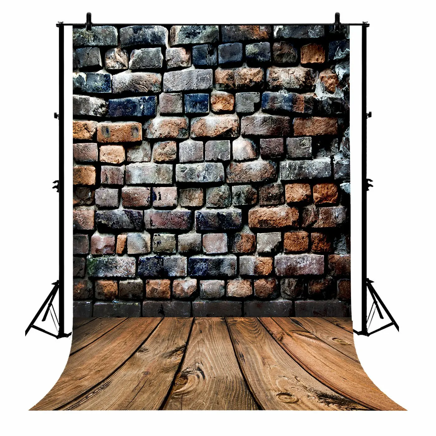 

5x7ft Brick Wall Wood Floor Party Decorations Polyester Photo Background Portrait Backdrop