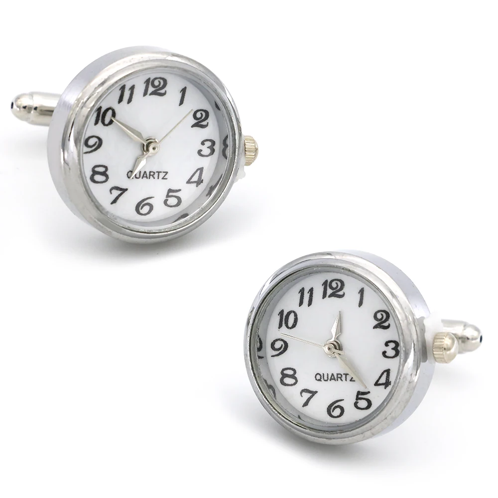 Новые часы запонки настоящие часы запонки с батареей запонки машинное ядро механические манжеты Relojes gemelos