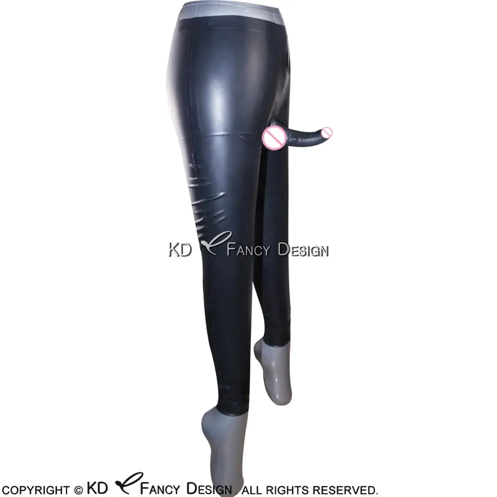 Черные длинные латексные брюки с анатомическим пенисом|pants pants|pants longpants black |