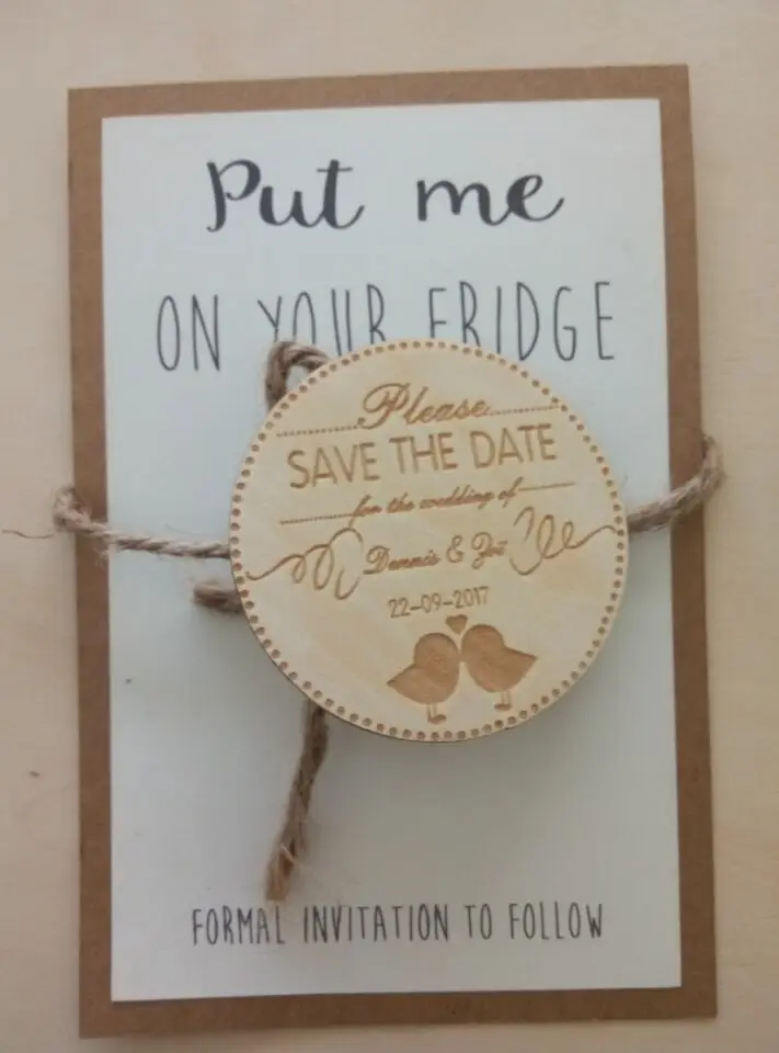  Personalized Wooden Save the Date Magnets Rustic Wooden Magnets Wedding Favors with Birds Fridge Ma - 32825724877