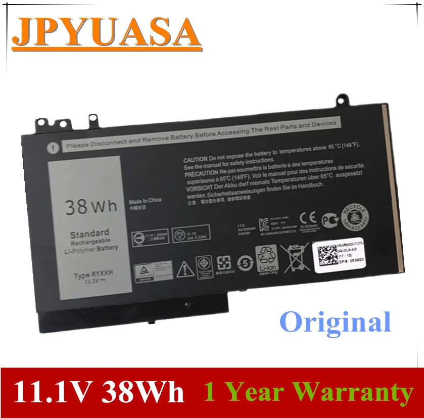 7XINbox 11 1 В 38Wh оригинальный RYXXH 5TFCY 09P4D2 Аккумулятор для ноутбука Dell Latitude 12 5000 3160 E5250