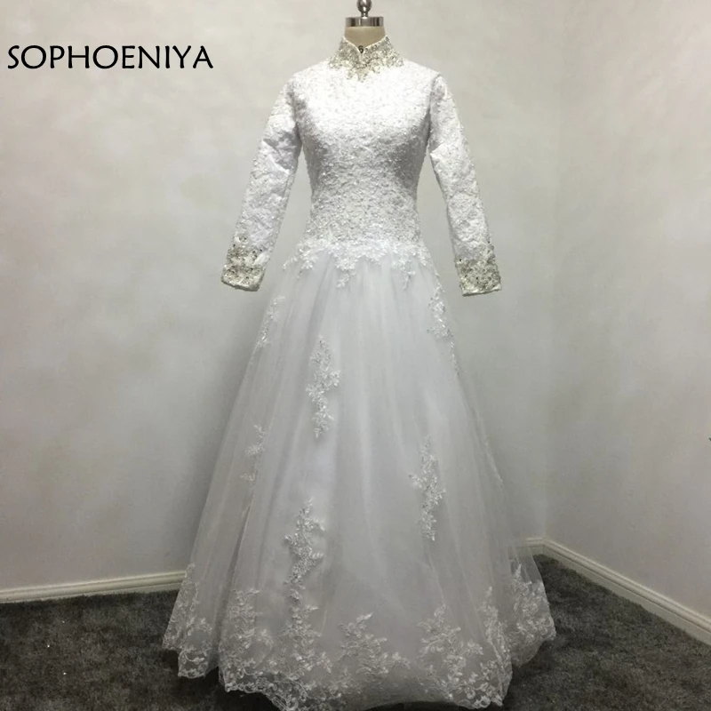 New Arrival White Long sleeve Wedding dresses 2021 Lace Beaded A-Line gown for Bridal vestido de noiva | Свадьбы и торжества
