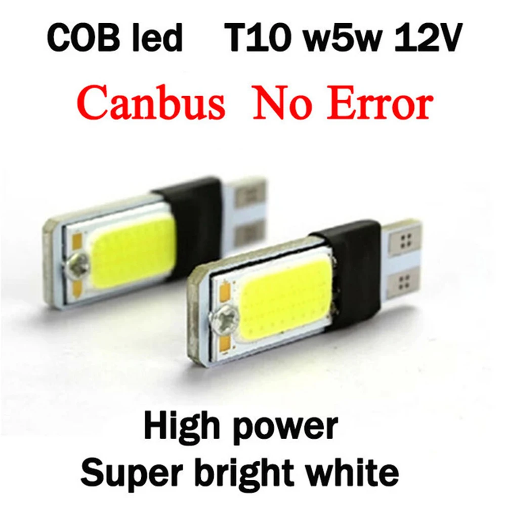 T10 w5w cob canbus 2 шт./пара просвет внешнее освещение яркий ошибок t 10 5w 12v парковки авто 5w5 лампа стайлинга автомобилей КК