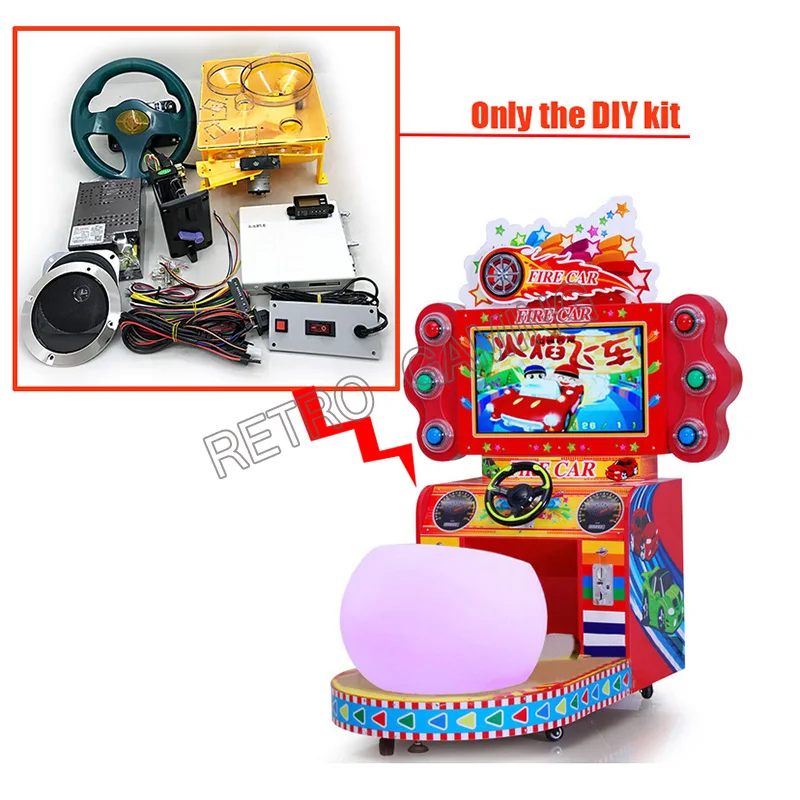 Arcade Racing Car Kit With 31 in 1 Game Board Steering Wheel Coin Acceptor Power Supply for DIY Children Game Machine