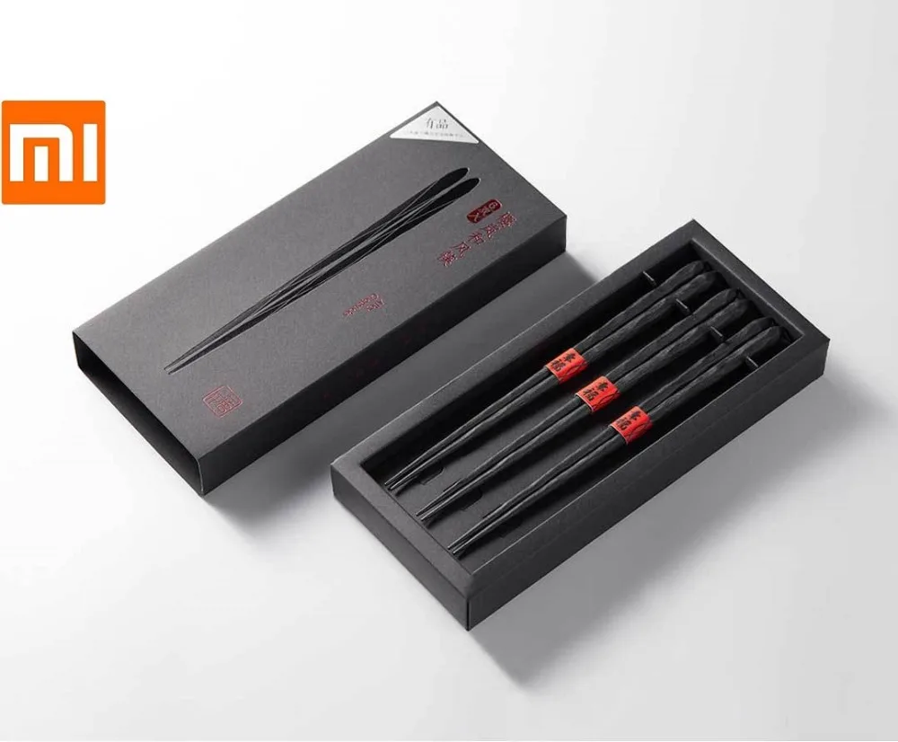 

Xiaomi New Handmade Natural Chestnut Wood Chopsticks Solid and durable Unpainted Chop sticks Kitchen Non-Slip Sushi Food sticks