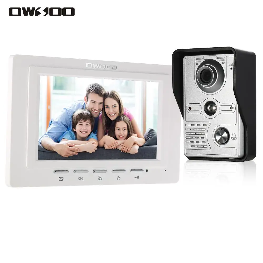 OWSOO 7 inch Wired Video Doorbell video intercom Rainproof Camera Visual Intercom Two-way Audio Remote Unlock Video Door Phone