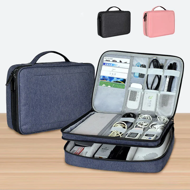 

Digital Storage Bag Multi-function Travel Data Cable Organizer Bag Power Supply Data Cable Travel Kit Case Pouch Fit for iPad