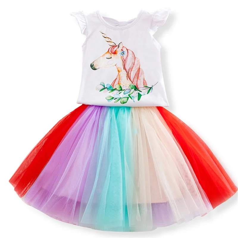 Детское платье с единорогом для девочек; летние платья принцессы для маленьких девочек; праздничный костюм; vestido unicornio; детская одежда на день рождения - Цвет: 4
