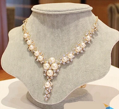 ZOSHI Bling Austria Crystal Rhinestone Simulated Pearl Beads Choker Necklaces Women Flower Pendant Necklace Collares Mujer