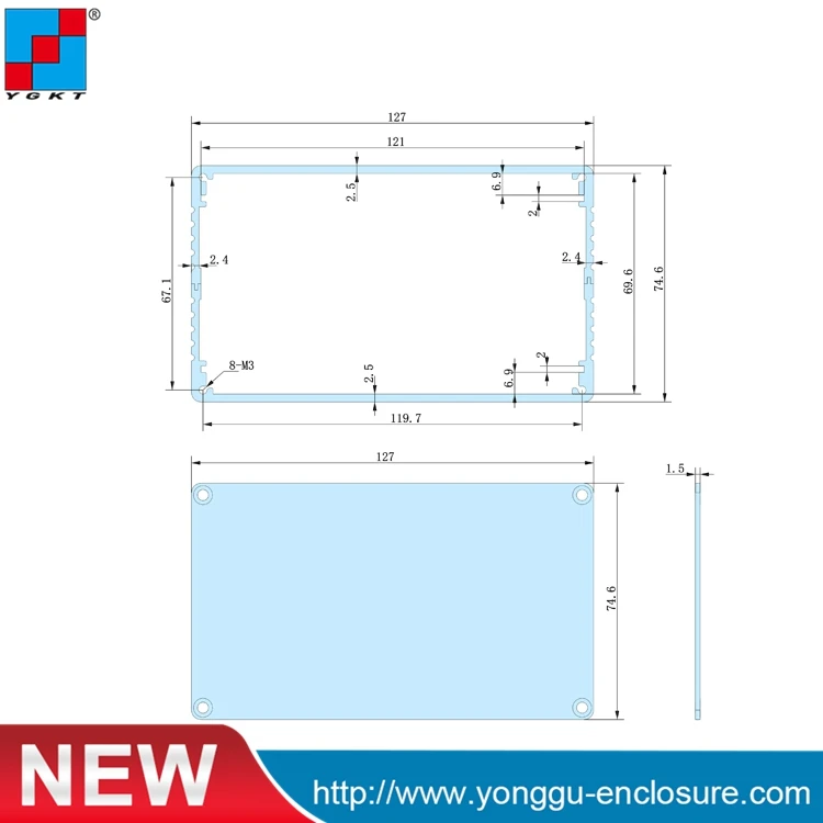 YGS-014 127-75-200 мм(W-H-L) коробка для электронных устройств алюминиевая настенная Монтажная печатная плата корпус устройства корпус, чехол