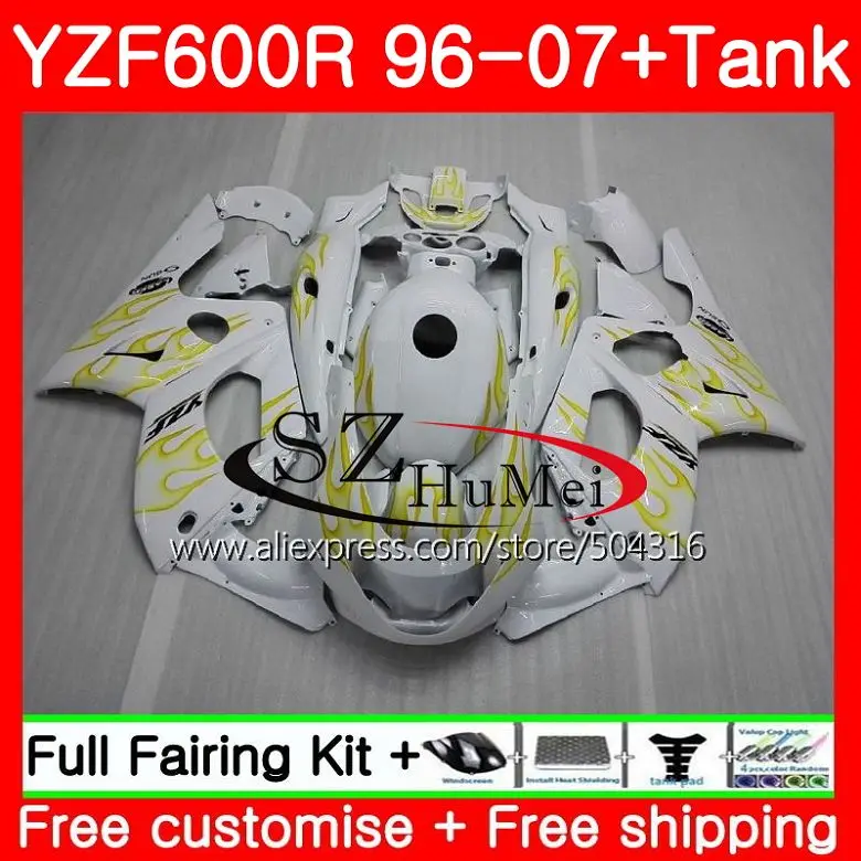 

yellow flames Fairing For YAMAHA Thundercat YZF 600R 02 03 04 05 06 07 65SH13 YZF-600R YZF600R 2002 2003 2004 2005 2006 2007 Bod