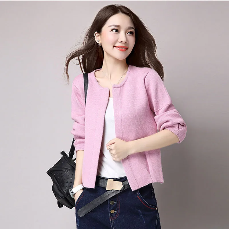 

Short women's cardigan Knitted Black Sweater Jumper Knitwear Outwear Fashion Autumn Sweaters Cotton Female Elegant Jumpers