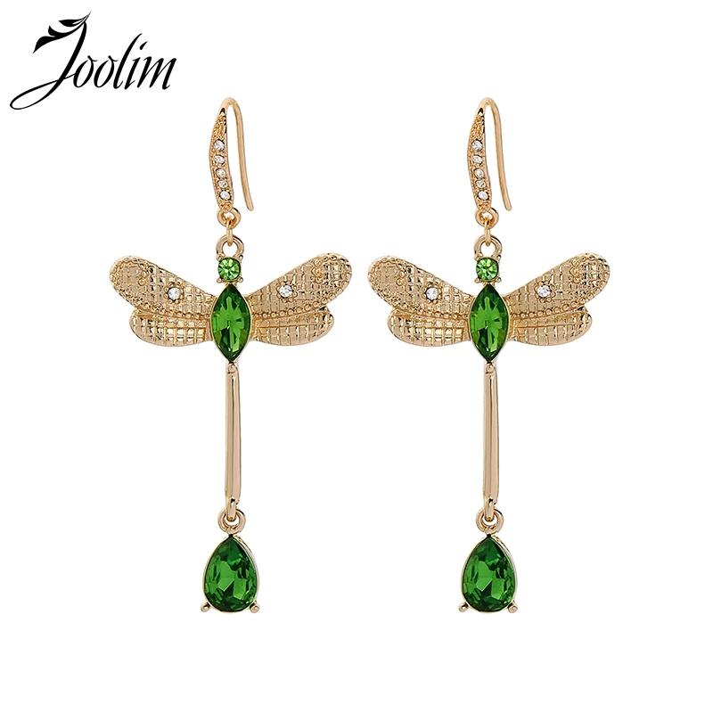 

2018 Jewelry Wholesale Pink Green Dragonfly Drop Earring Luxury Earring