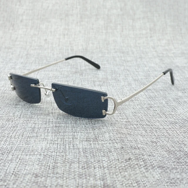 Small Lens Rimless Sunglasses Men Accessories Clear Glasses Frame for Summer Traveling Beach
